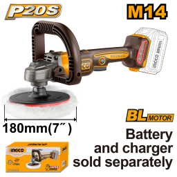 LUSTRA PULIDORA A BATERIA 7" 20V P20S BRUSHLESS S/BAT APLI2018 INGCO