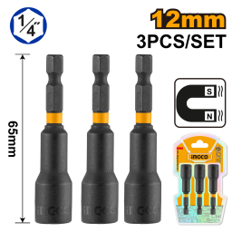 SET X3 DADOS IMANTADOS 12MM CON ENCASTRE 14 AMN1031 INGCO