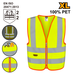 CHALECO REFLECTIVO FLUORECENTE AMARILLO TALLE XL INGCO - RV83XL