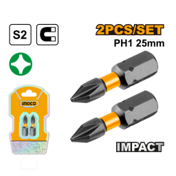 SET X 2 PUNTAS DE IMPACTO IMANTADAS 25MM S2 PH1 INGCO SDBIM71PH125